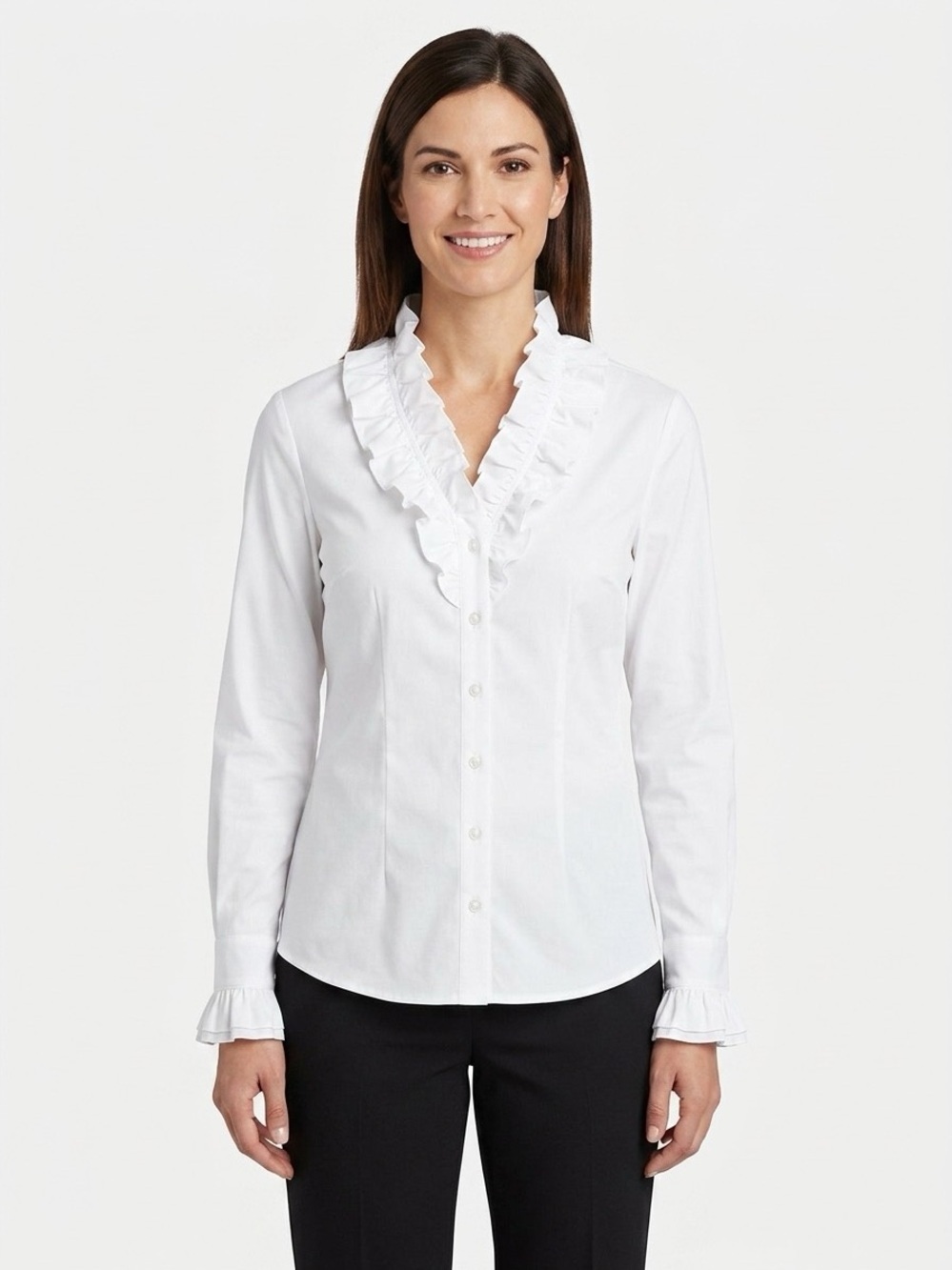 Soft Surroundings 97% cotton 3% spandex NWT white womens shirt sz S, button up.